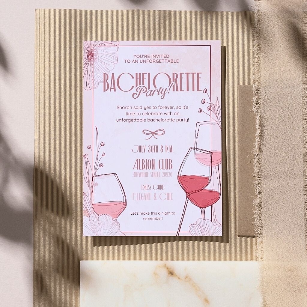Bachelorette Party Invitation & Itinerary - Red Wine Theme