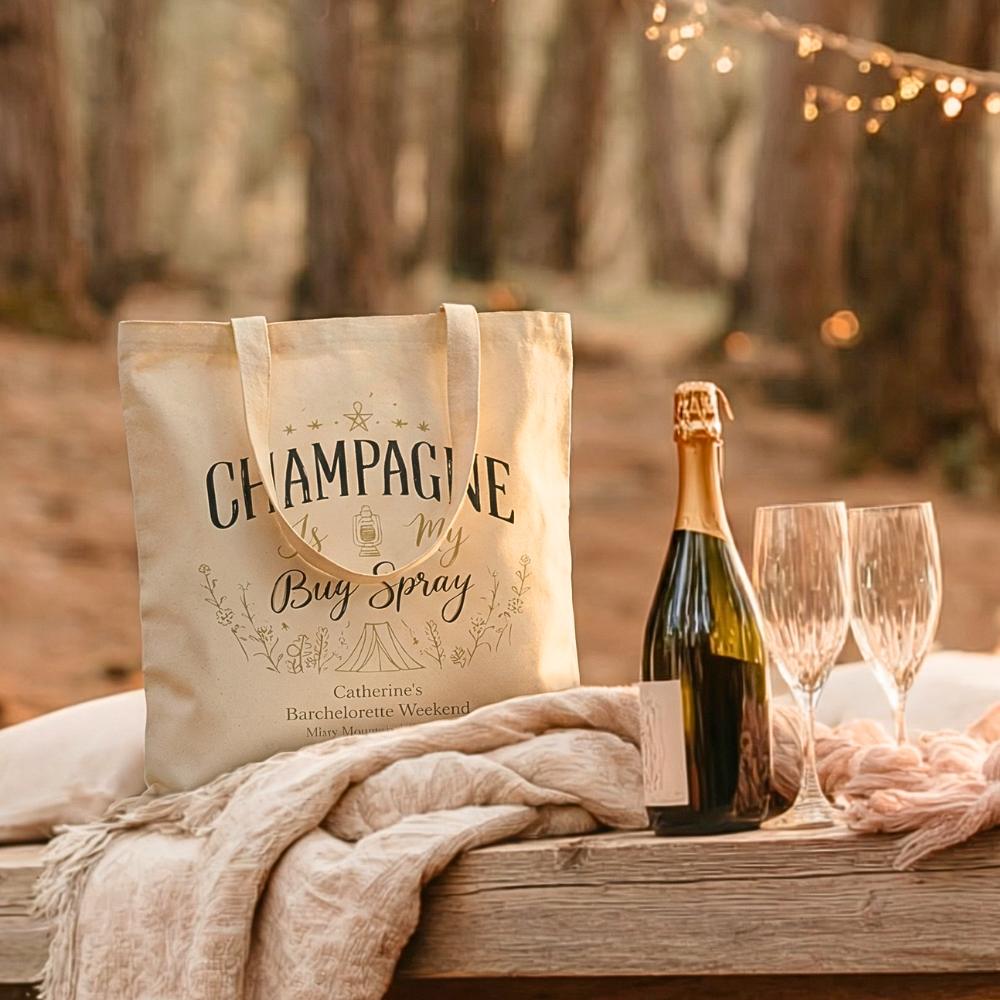 Champagne is My Bug Spray - Vintage Canvas Tote