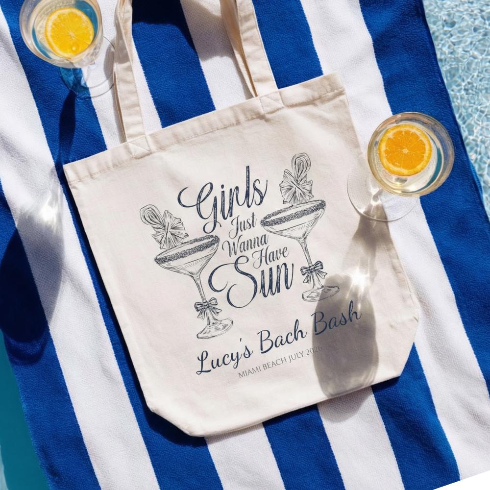 Girls Just Wanna Have Sun Beach Bachelorette Party Tote Bag