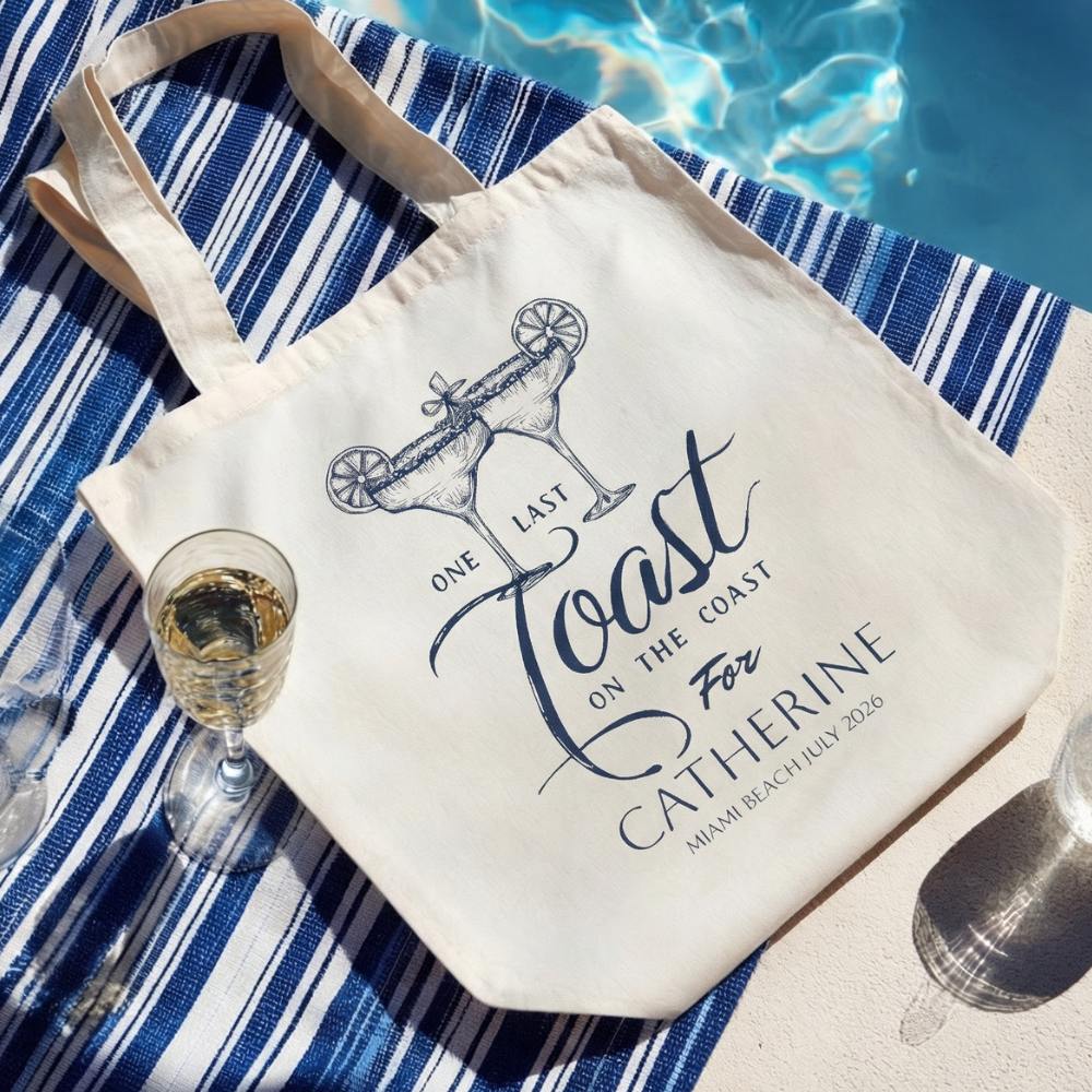One Last Toast On The Coast Beach Bachelorette Party Tote Bag