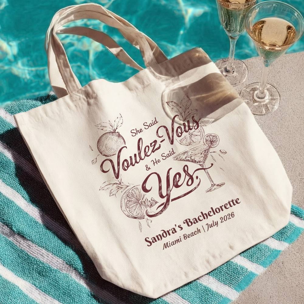 She Said 'Voulez-Vous' & He Said 'Yes' Bachelorette Tote Bag