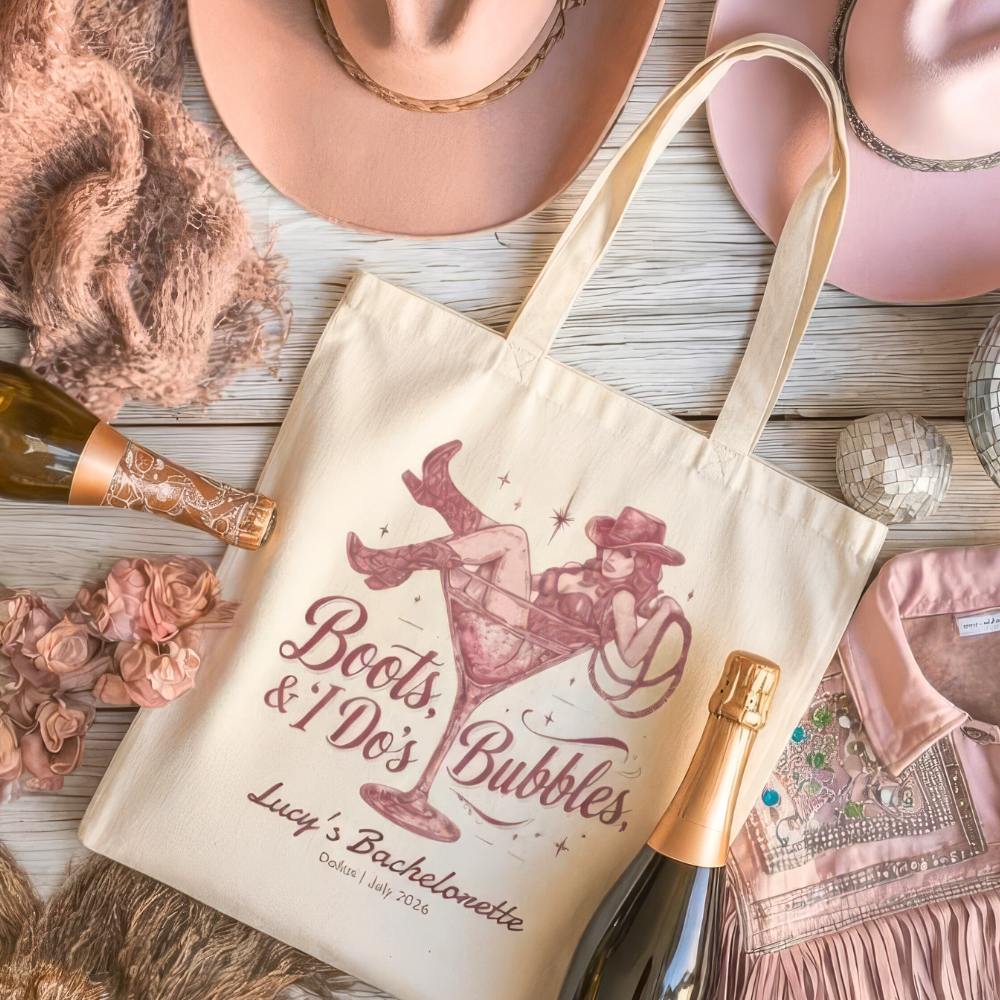 Boots, Bubbles & I Do's Bachelorette Party Tote Bag