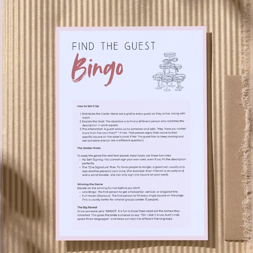 Bachelorette Party Game: Find the Guest Bingo