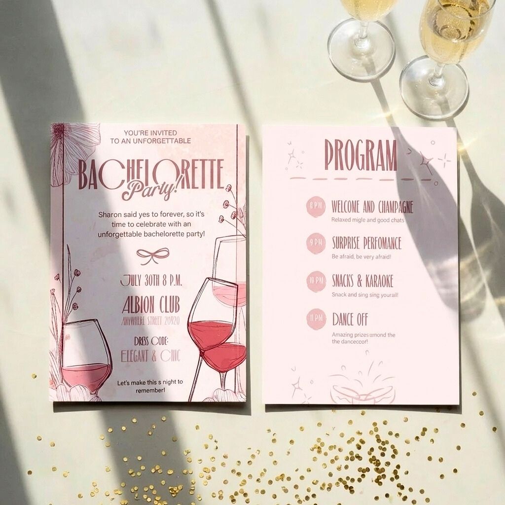 Bachelorette Party Invitation & Itinerary - Red Wine Theme