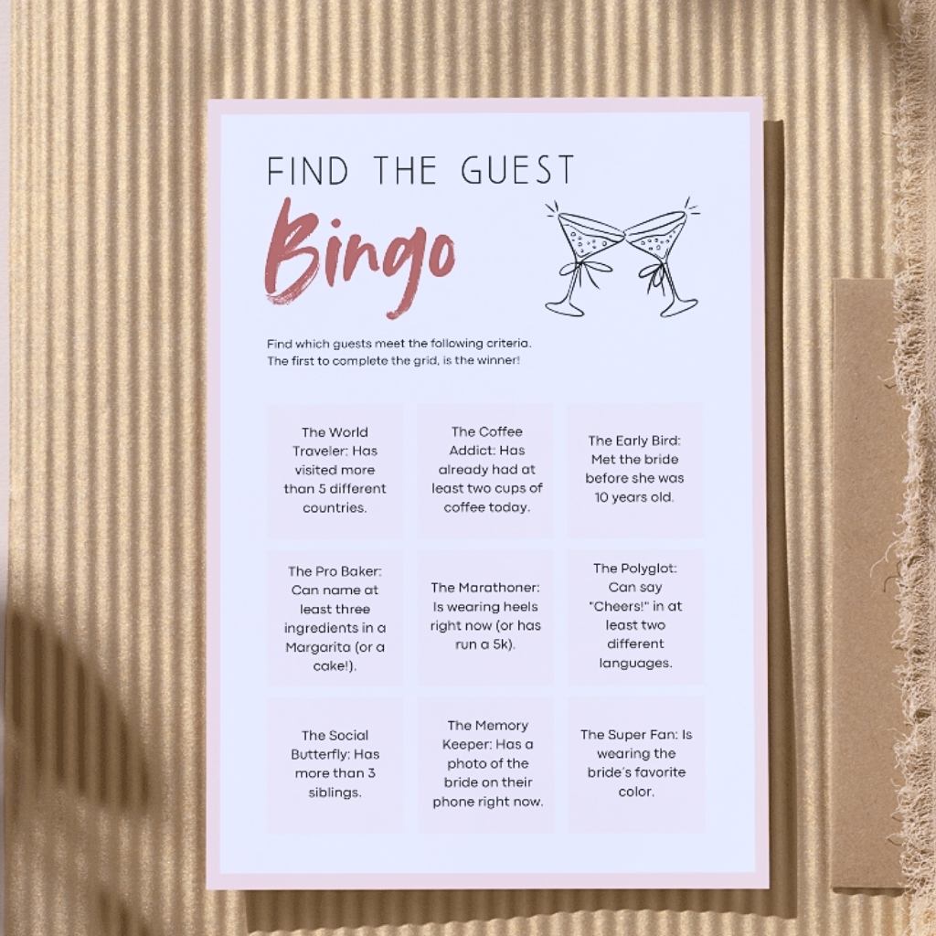 Bachelorette Party Game: Find the Guest Bingo