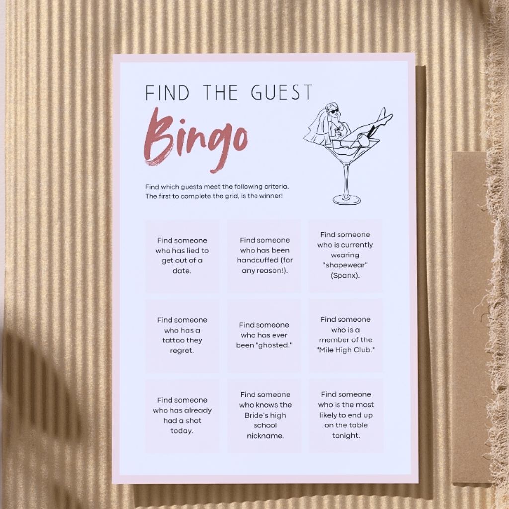 Bachelorette Party Game: Find the Guest Bingo