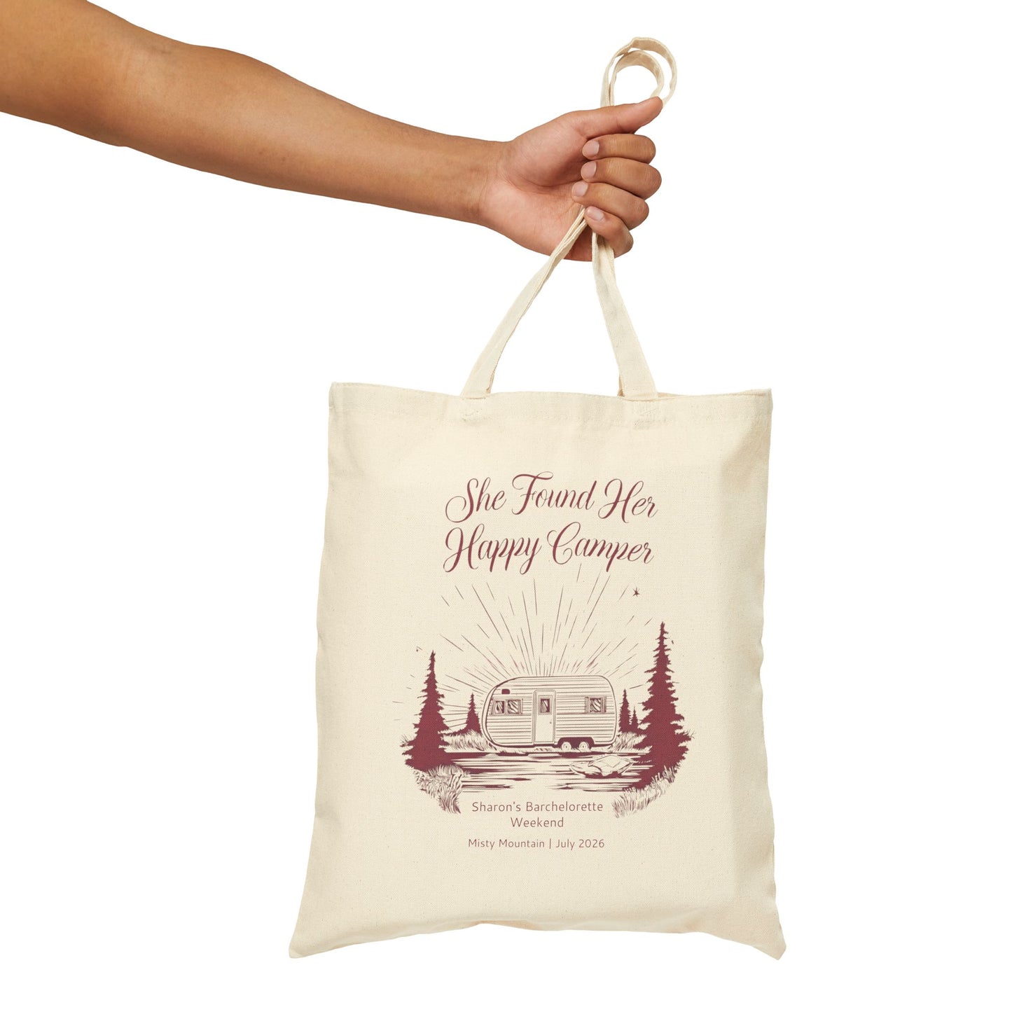 She Found Her Happy Camper Vintage Canvas Bachelorette Tote