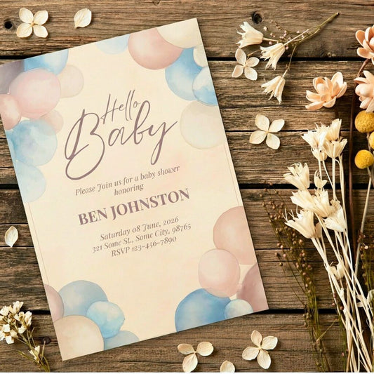 Balloon Baby Shower Invitation