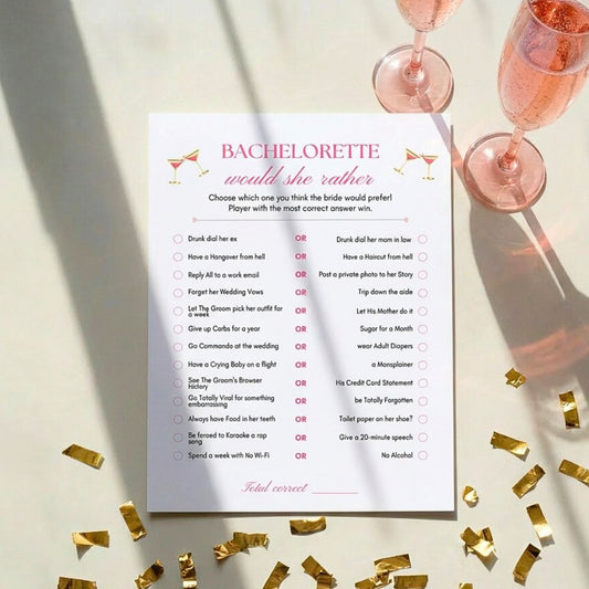 Bachelorette Party Game: Would She Rather